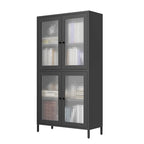 Metal Storage Cabinet with 4 Glass Doors and Adjustable Shelves