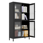 Metal Storage Cabinet with 4 Glass Doors and Adjustable Shelves