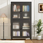 Metal Storage Cabinet with 4 Glass Doors and Adjustable Shelves