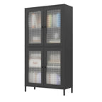 Metal Storage Cabinet with 4 Glass Doors and Adjustable Shelves