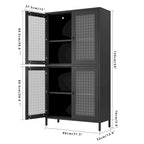 Metal Storage Cabinet with 4 Glass Doors and Adjustable Shelves