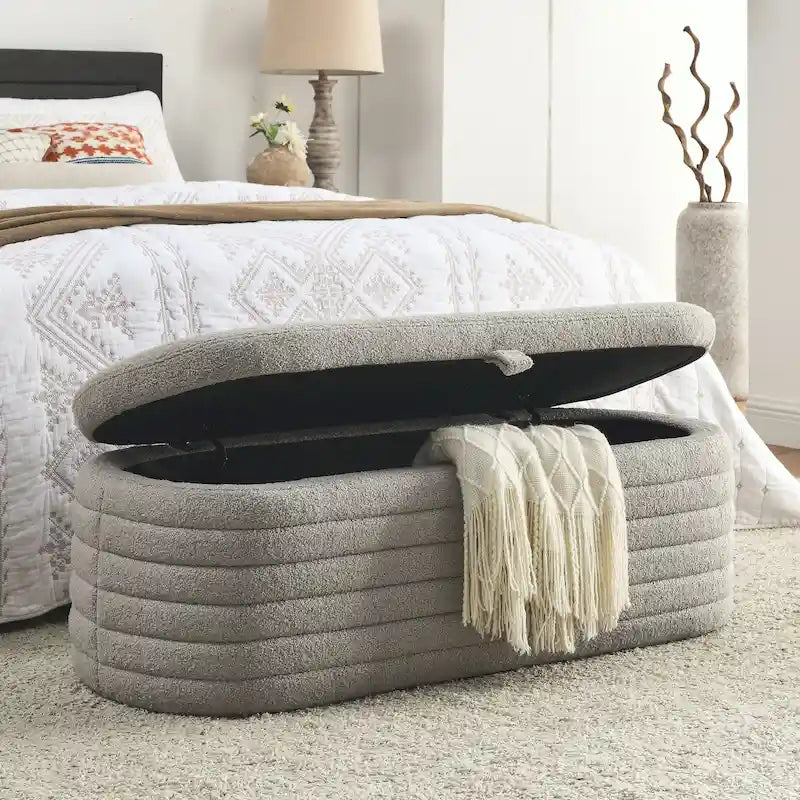 Upholstered Storage Bench with Tufted Seat