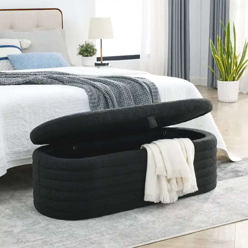 Upholstered Storage Bench with Tufted Seat