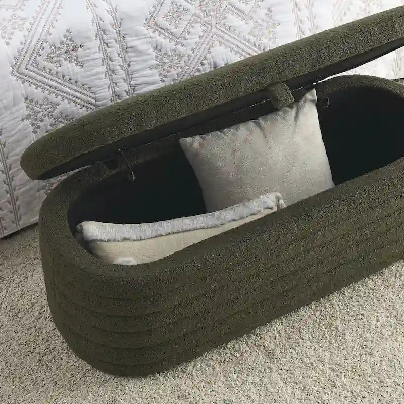 Upholstered Storage Bench with Tufted Seat