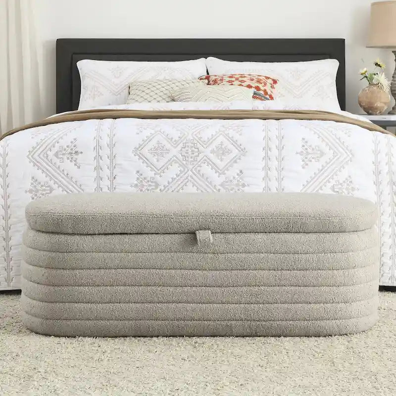 Upholstered Storage Bench with Tufted Seat