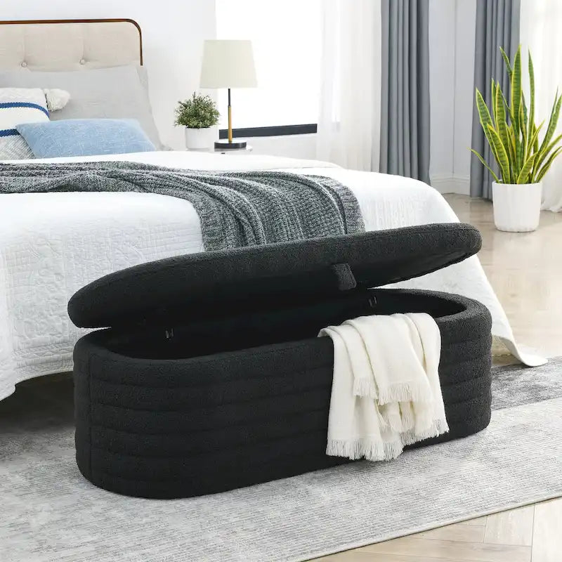 Upholstered Storage Bench with Tufted Seat