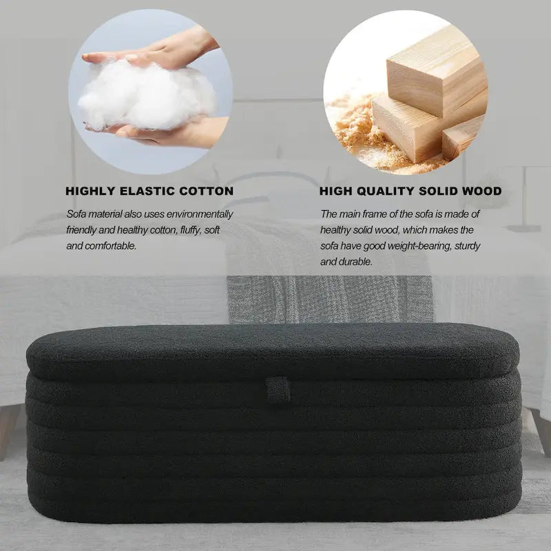 Upholstered Storage Bench with Tufted Seat