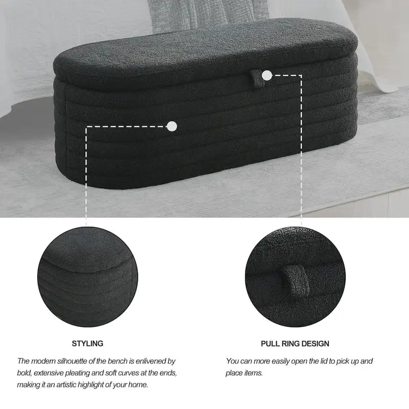 Upholstered Storage Bench with Tufted Seat