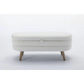 Tufted Boucle Storage Bench with Wood Legs