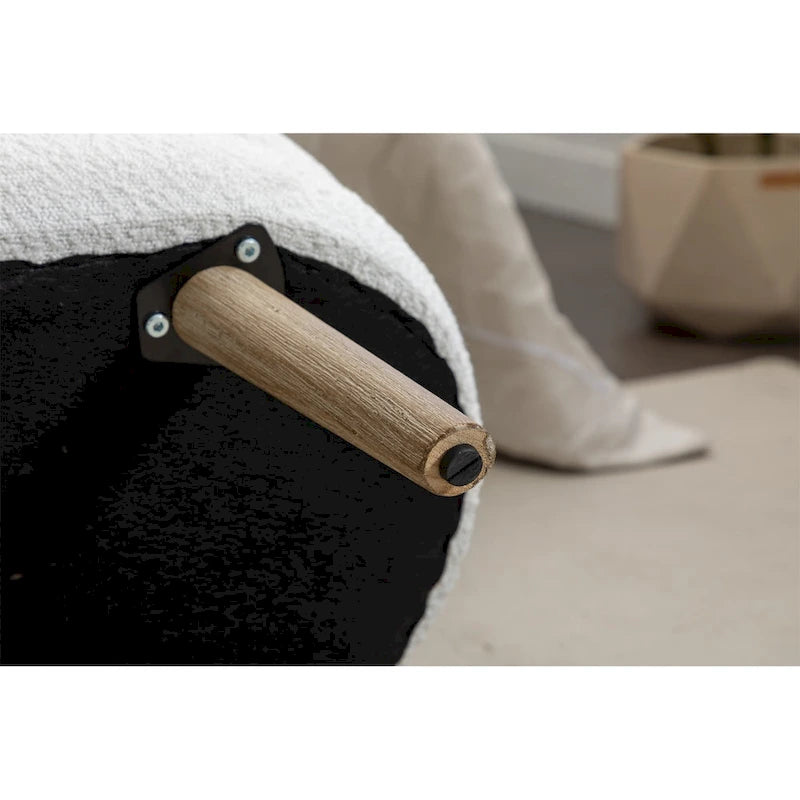 Tufted Boucle Storage Bench with Wood Legs