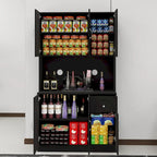 Freestanding Kitchen Pantry Cabinet with Microwave Shelf
