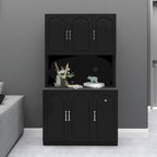 Freestanding Kitchen Pantry Cabinet with Microwave Shelf