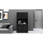 Freestanding Kitchen Pantry Cabinet with Microwave Shelf