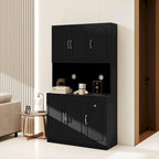 Freestanding Kitchen Pantry Cabinet with Microwave Shelf