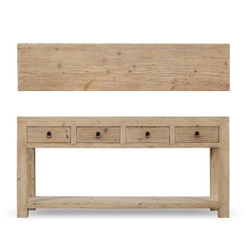 70-Inch Natural Pinewood Sideboard with 4 Drawers