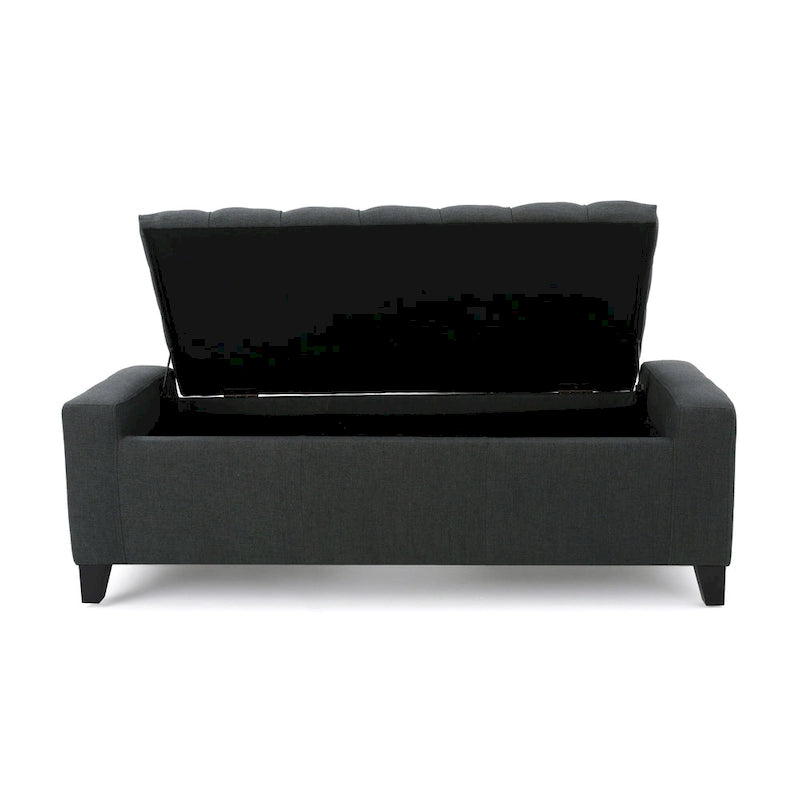 Dark Gray Tufted Storage Ottoman Bench, 50.75 Inch