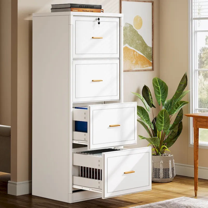 4-Drawer Vertical Filing Cabinet with Lock and Key