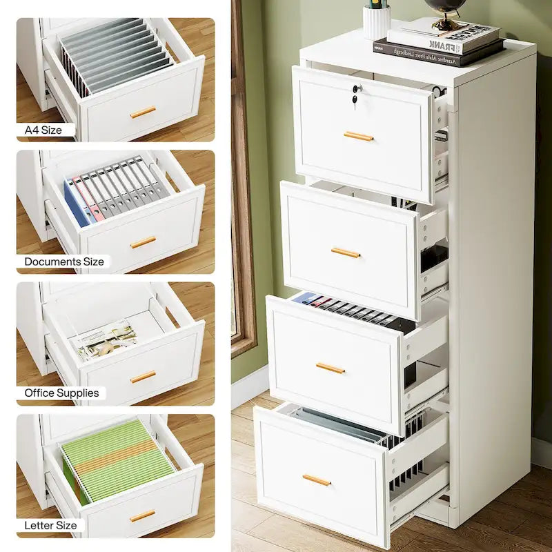 4-Drawer Vertical Filing Cabinet with Lock and Key