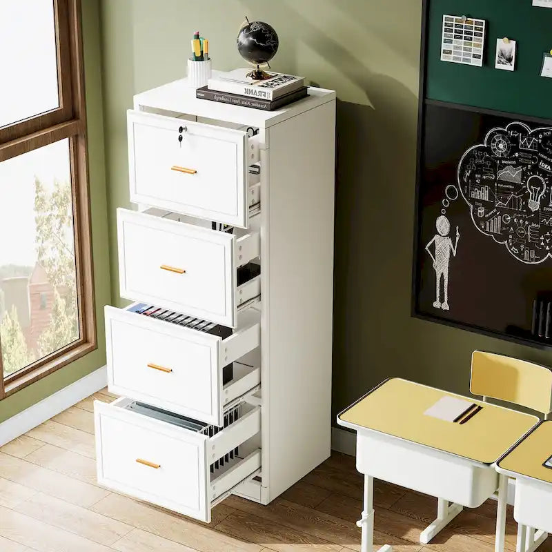 4-Drawer Vertical Filing Cabinet with Lock and Key