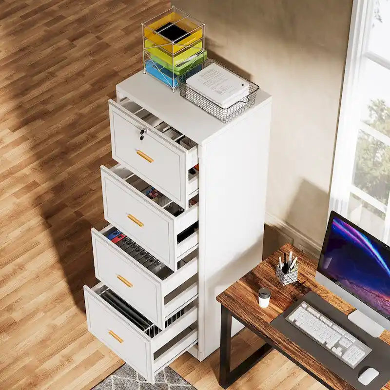 4-Drawer Vertical Filing Cabinet with Lock and Key