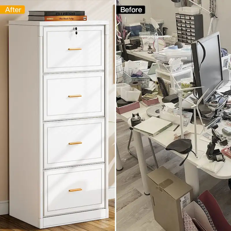 4-Drawer Vertical Filing Cabinet with Lock and Key