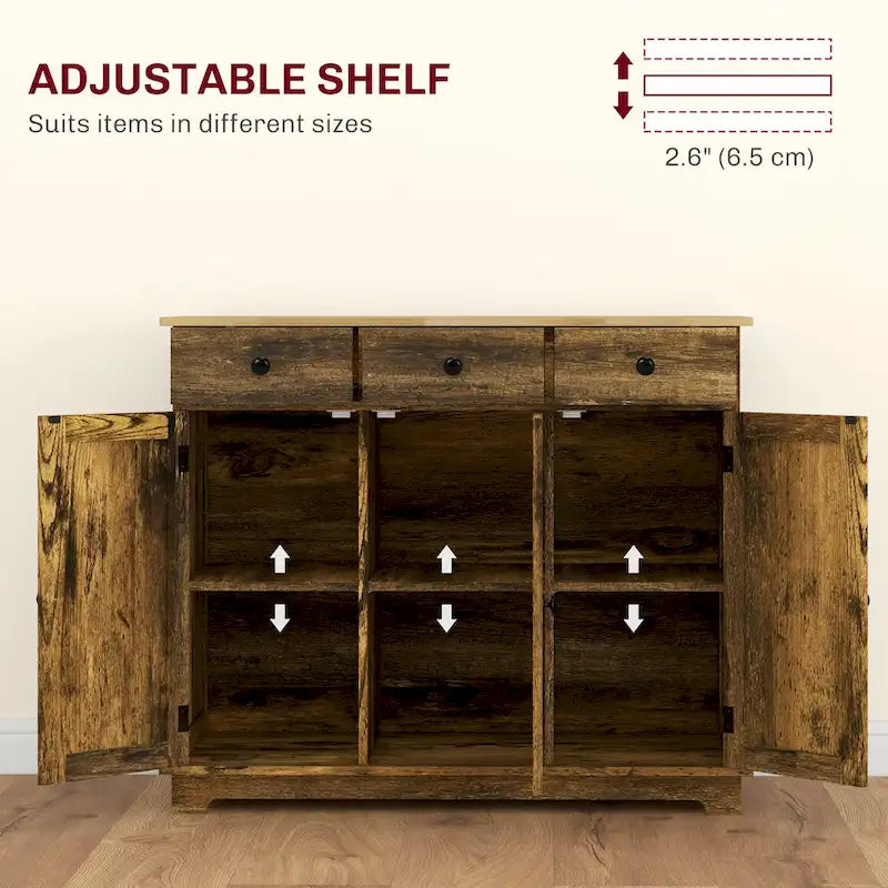 Modern Storage Cabinet with Solid Wood Countertop, 3 Drawers and Adjustable Shelf