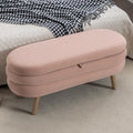 Velvet Upholstered Storage Bench with Wooden Legs