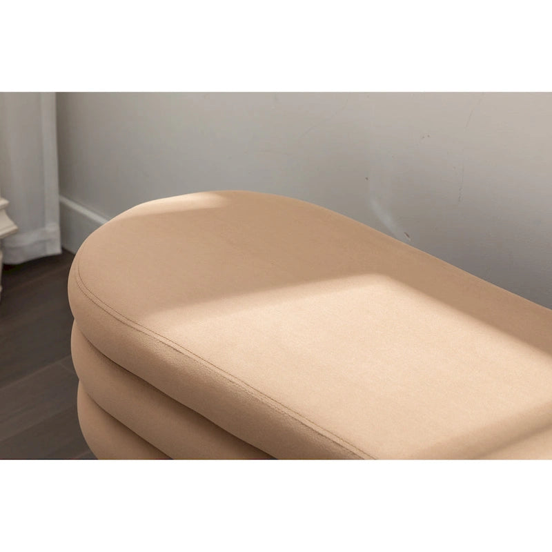 Velvet Upholstered Storage Bench with Wooden Legs