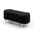 Oval Sherpa Upholstered Storage Bench with Split Lift-Top