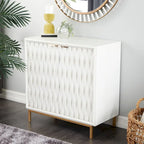 White and Gold 3-Door Storage Cabinet