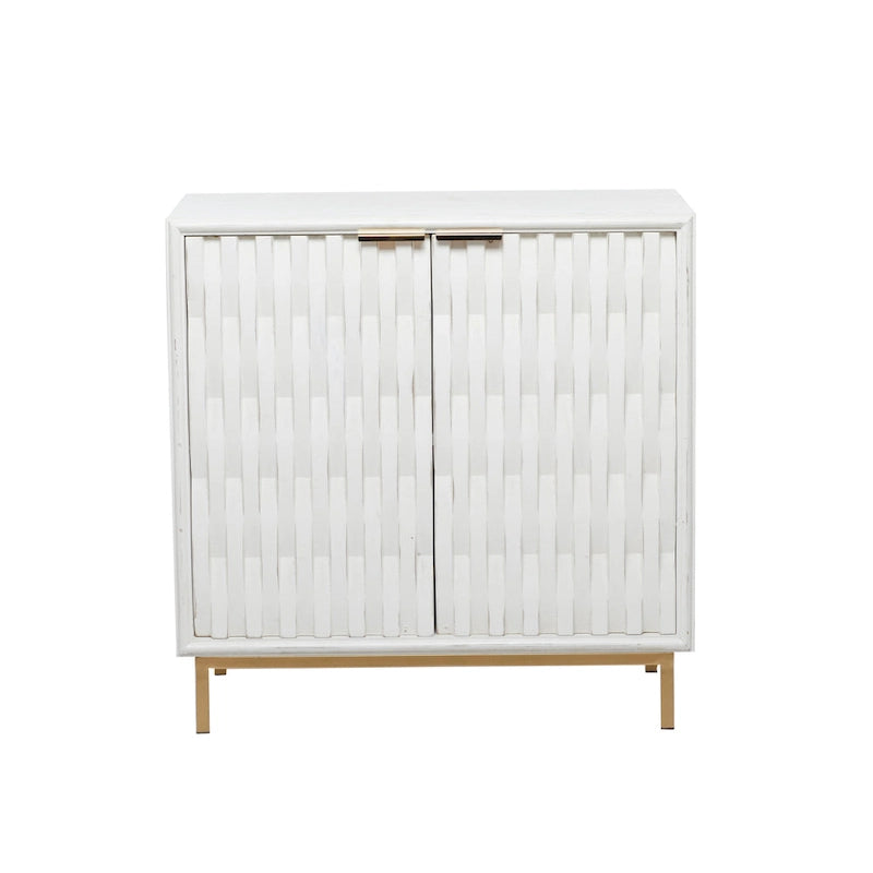 White and Gold 3-Door Storage Cabinet
