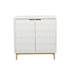 White and Gold 3-Door Storage Cabinet