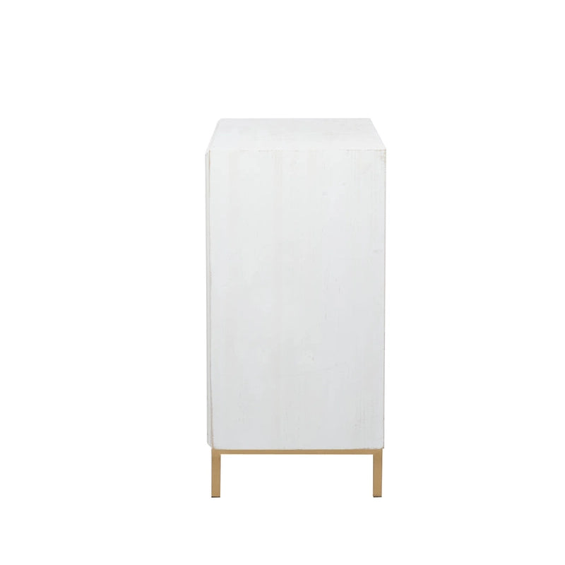 White and Gold 3-Door Storage Cabinet