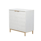White and Gold 3-Door Storage Cabinet