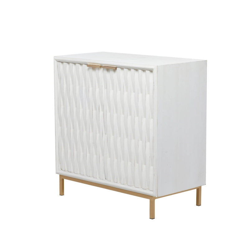 White and Gold 3-Door Storage Cabinet
