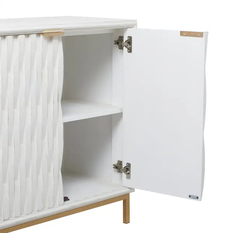 White and Gold 3-Door Storage Cabinet