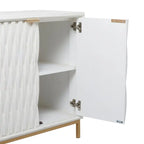 White and Gold 3-Door Storage Cabinet