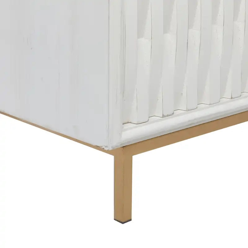 White and Gold 3-Door Storage Cabinet