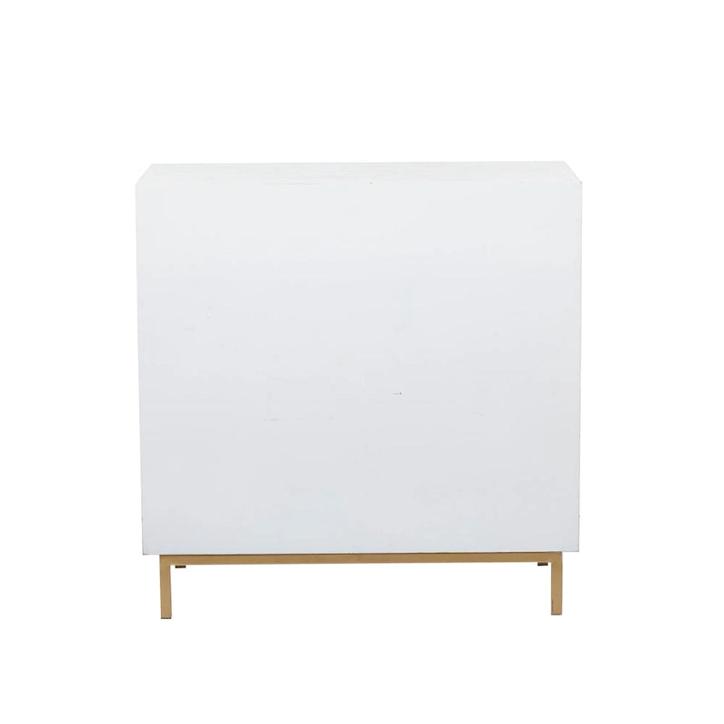 White and Gold 3-Door Storage Cabinet