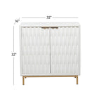 White and Gold 3-Door Storage Cabinet