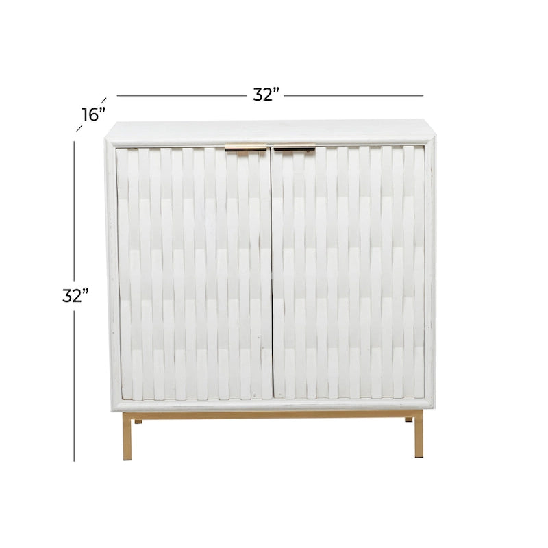 White and Gold 3-Door Storage Cabinet