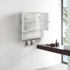 Modern Two-Door Wall Cabinet with Fluted Glass