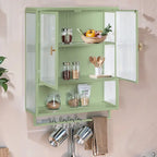 Modern Two-Door Wall Cabinet with Fluted Glass