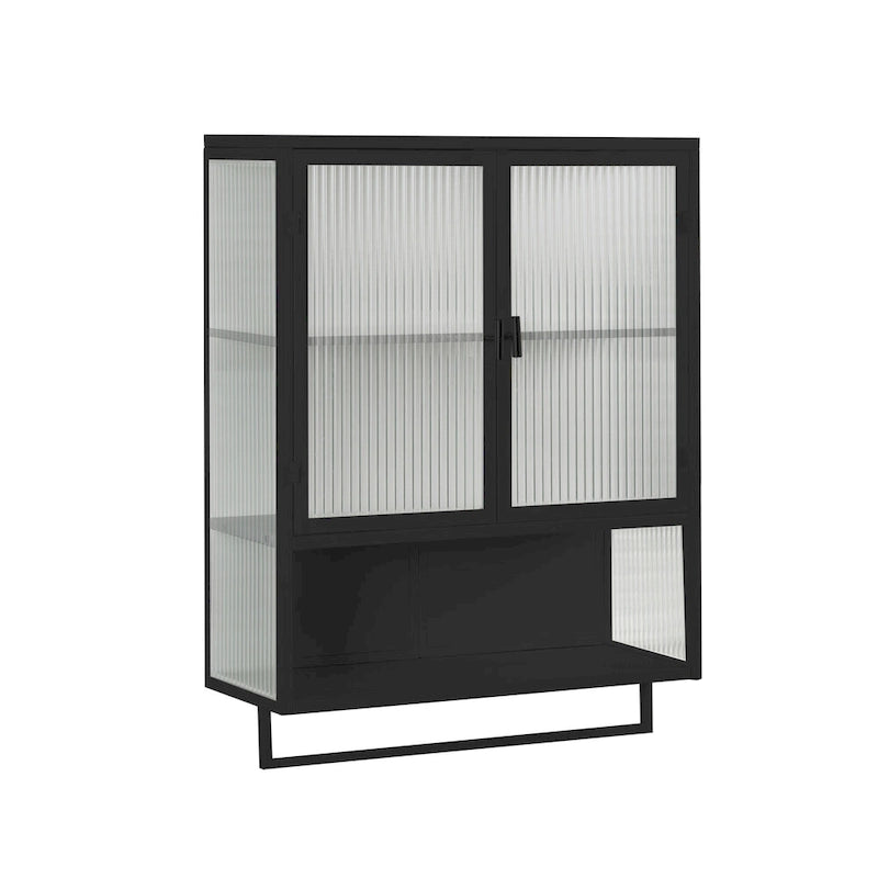 Modern Two-Door Wall Cabinet with Fluted Glass