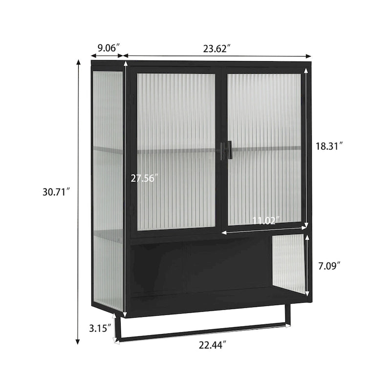 Modern Two-Door Wall Cabinet with Fluted Glass