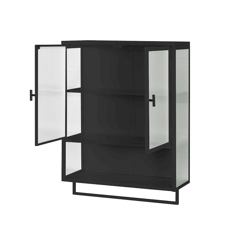 Modern Two-Door Wall Cabinet with Fluted Glass