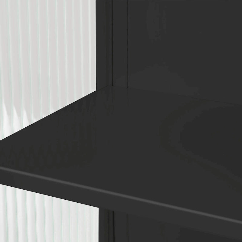Modern Two-Door Wall Cabinet with Fluted Glass