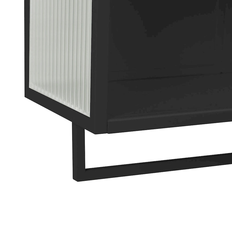 Modern Two-Door Wall Cabinet with Fluted Glass