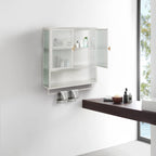 Modern Two-Door Wall Cabinet with Fluted Glass