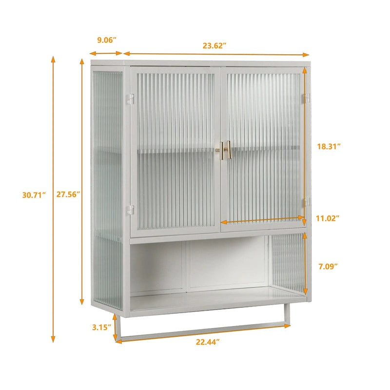Modern Two-Door Wall Cabinet with Fluted Glass